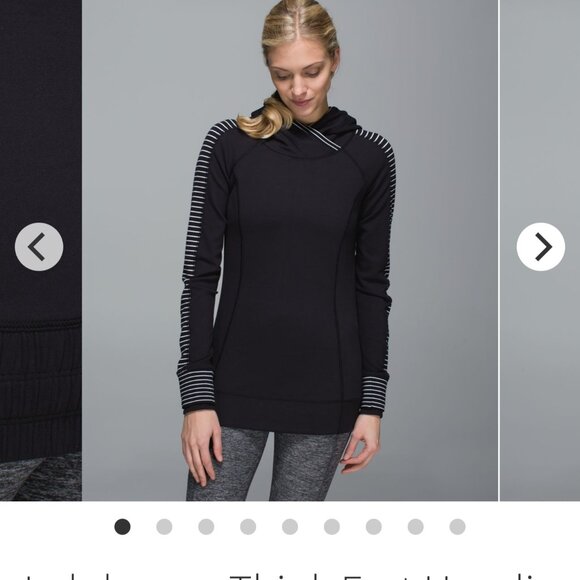 Lululemon "Think Fast" Black and White Striped Pullover Hoodie Size 2 - Picture 8 of 9